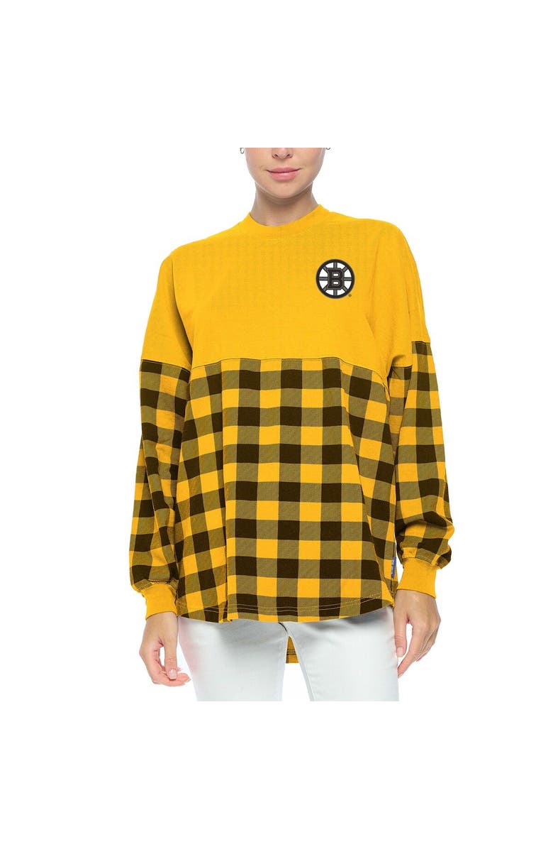FANATICS Women's Fanatics Branded Gold Boston Bruins Buffalo Check Long Sleeve T-Shirt, Alternate, color, Gold