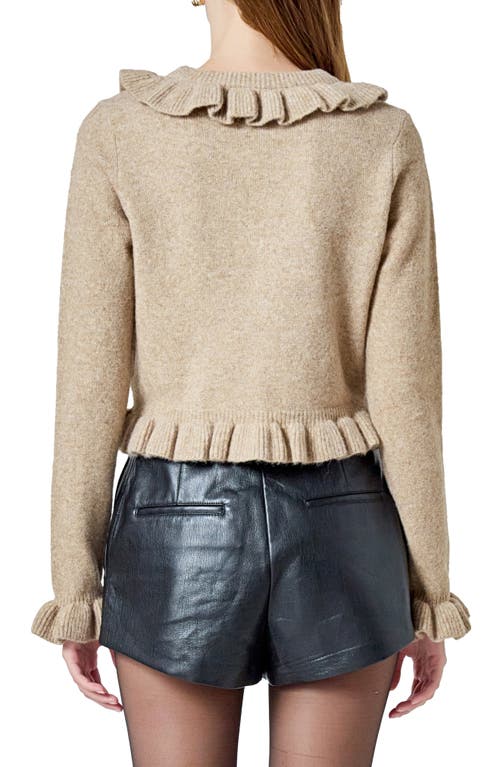 Endless Rose Ruffle Crop Cardigan In Brown