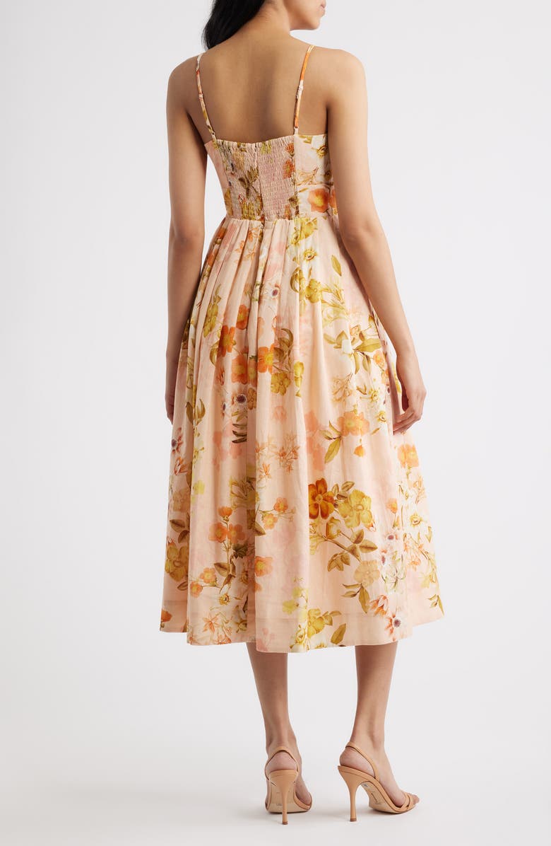 Julia Jordan Floral Linen Blend Midi Dress, Alternate, color, Blush Multi