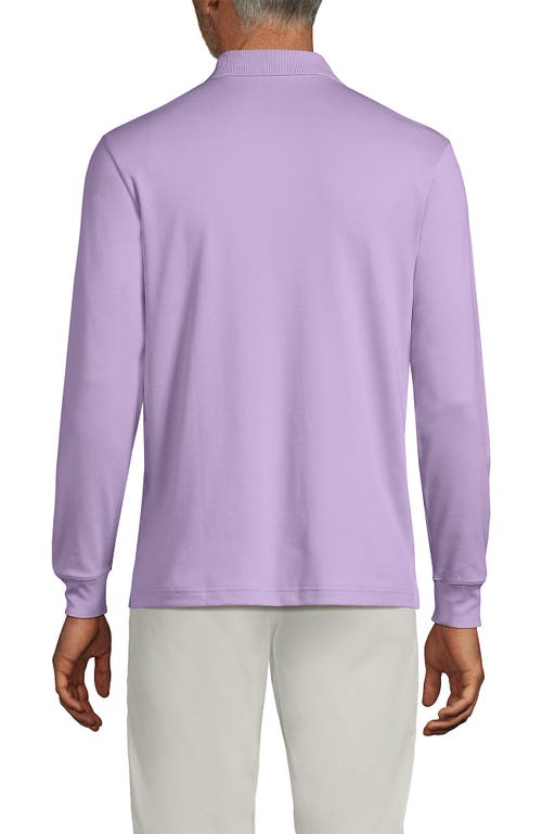 Lands' End Long Sleeve Cotton Supima Polo Shirt With Pocket In Purple
