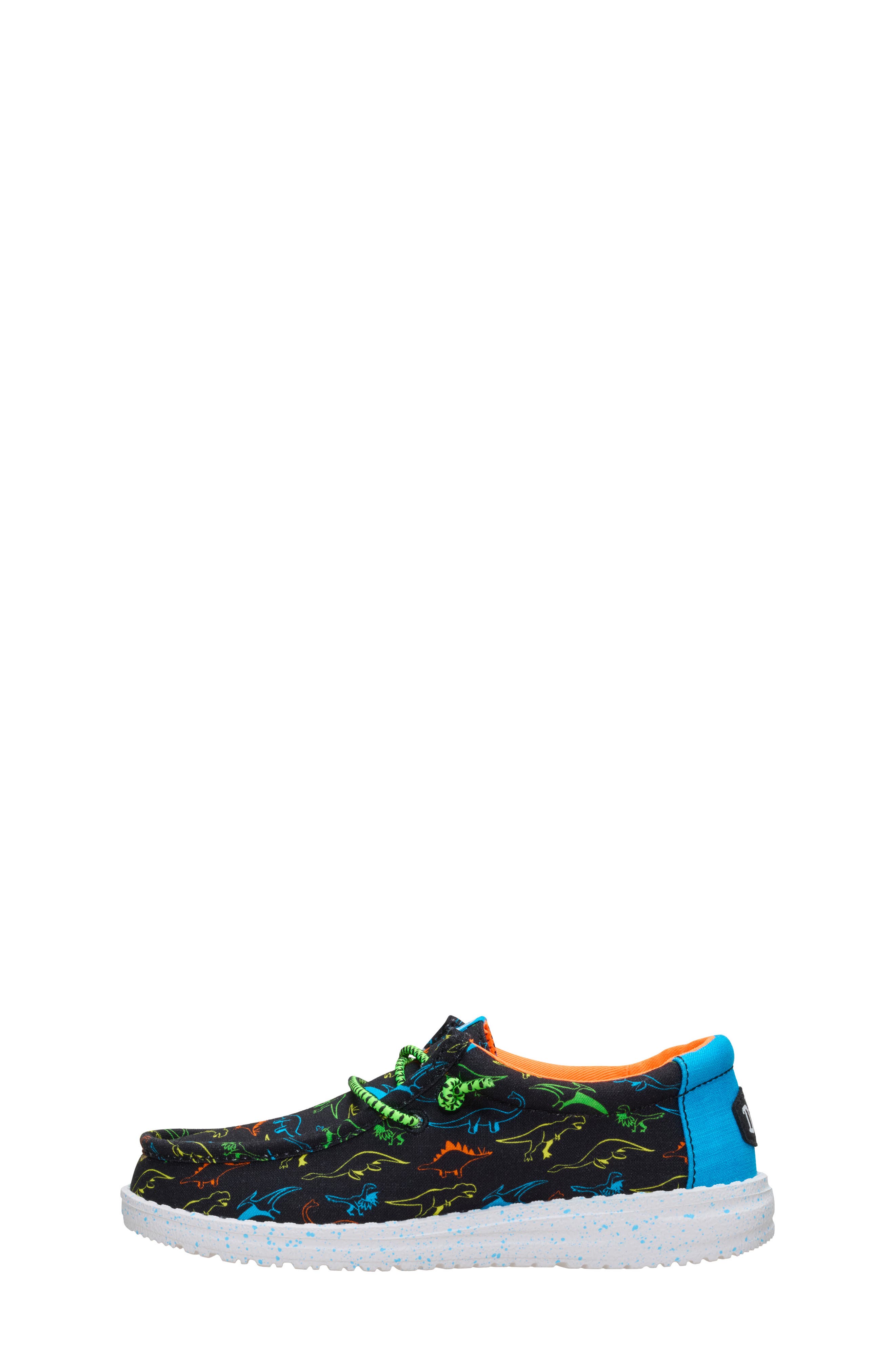 Hey Dude Kids' Wally Dinoworld Slip-On, Alternate, color, Black/ Neon Multi