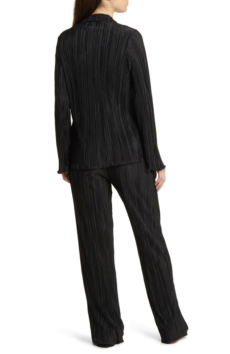 Dressed in Lala Notched Collar Plissé Top & High Waist Pants Set, Alternate, color, 