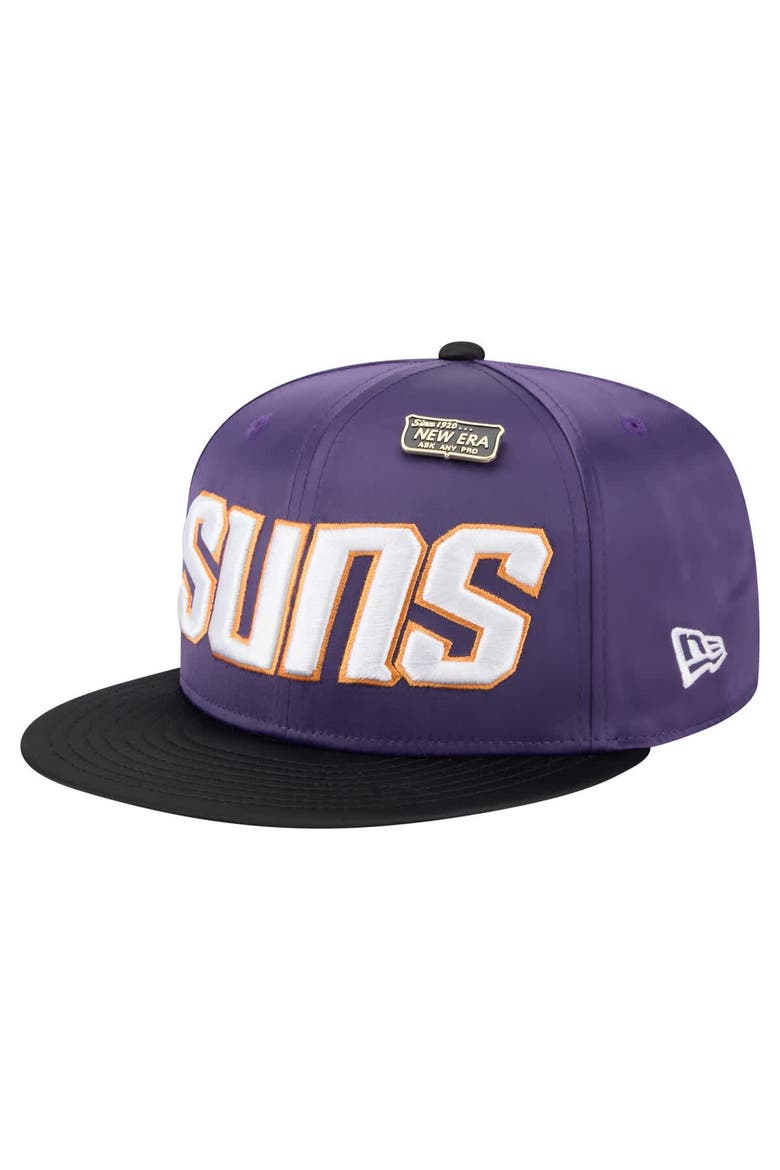 Men's New Era  Purple/Black Phoenix Suns Throwback Satin Vintage Pin Two-Tone 59FIFTY Fitted Hat, Alternate, color, Purple