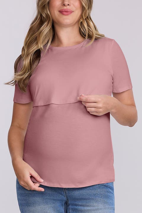 Crewneck Short Sleeve Nursing Tee