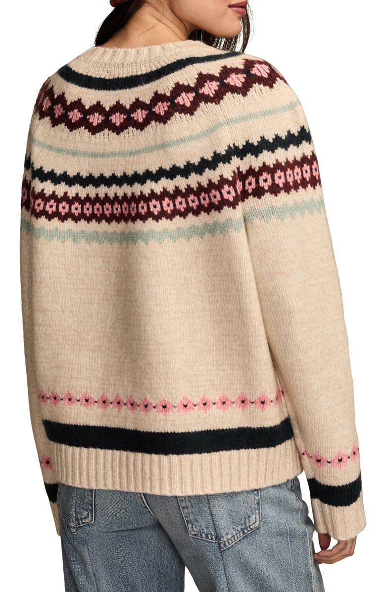 Lucky Brand Fair Isle Crewneck Sweater, Alternate, color, Oat Milk Beige