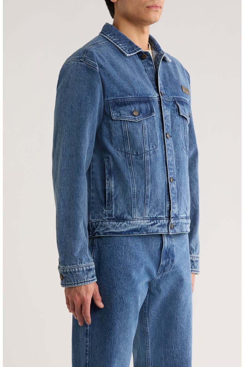 Washed Denim Trucker Jacket, Alternate, color, INDIGO