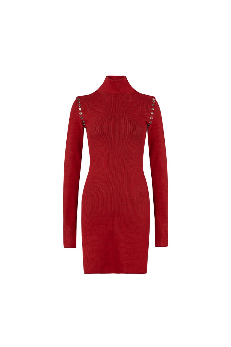 Cotton Your *Itch 2 Tones Rib Long Dress, Alternate, color, Red