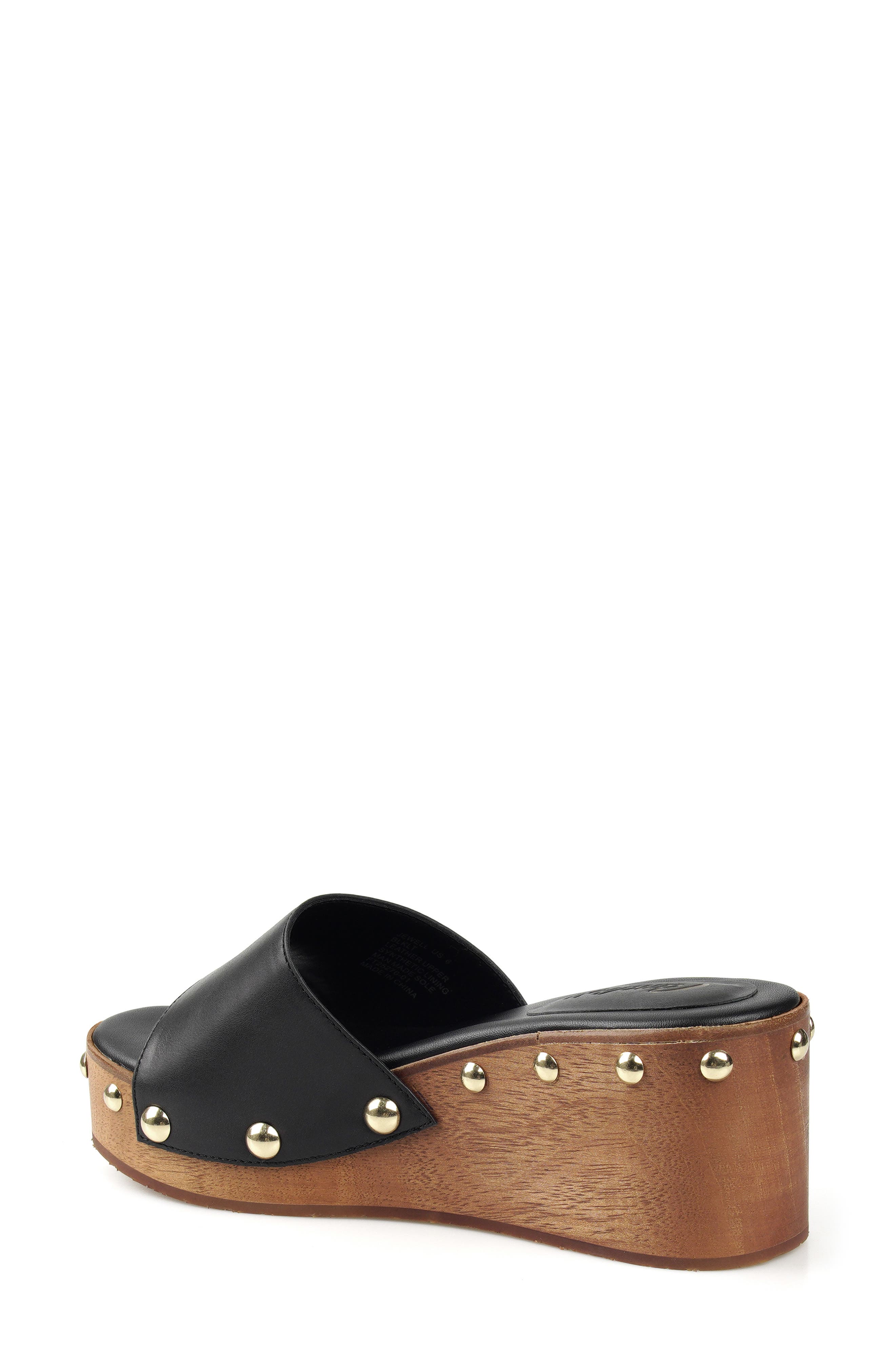 Candie's Jewell Platform Wedge Slide Sandal, Alternate, color, Black Leather