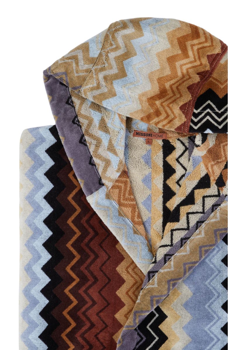 Missoni Home Giacomo Hooded Bathrobe, Alternate, color, Black