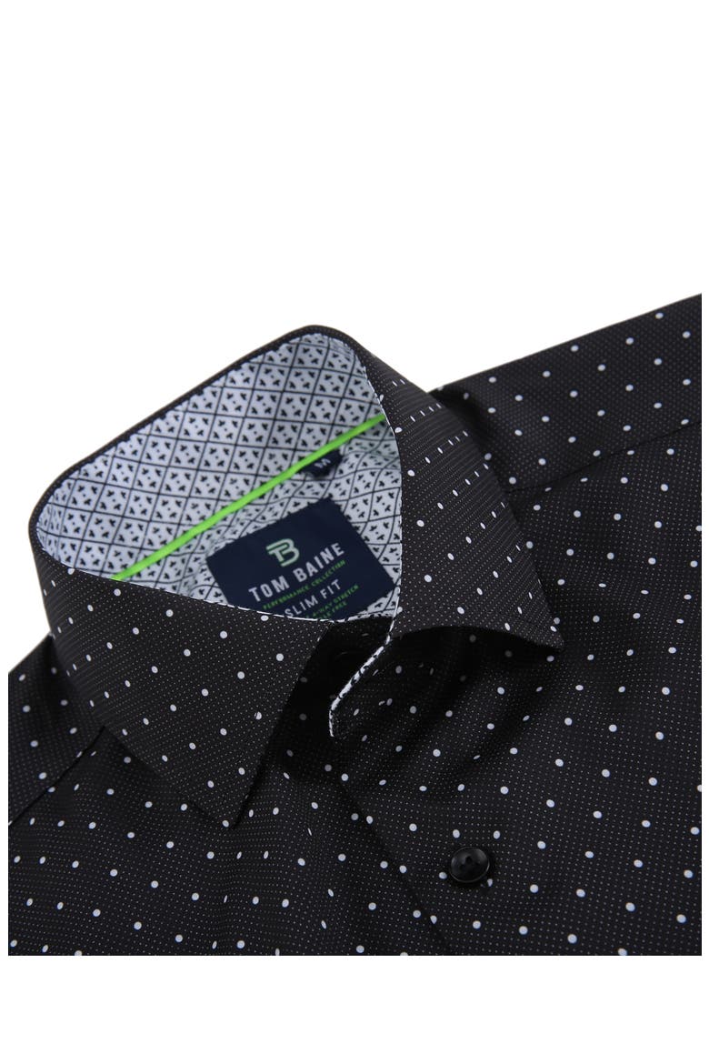 Slim Fit Performance Short Sleeve Button-Up Shirt, Alternate, color, BLACK