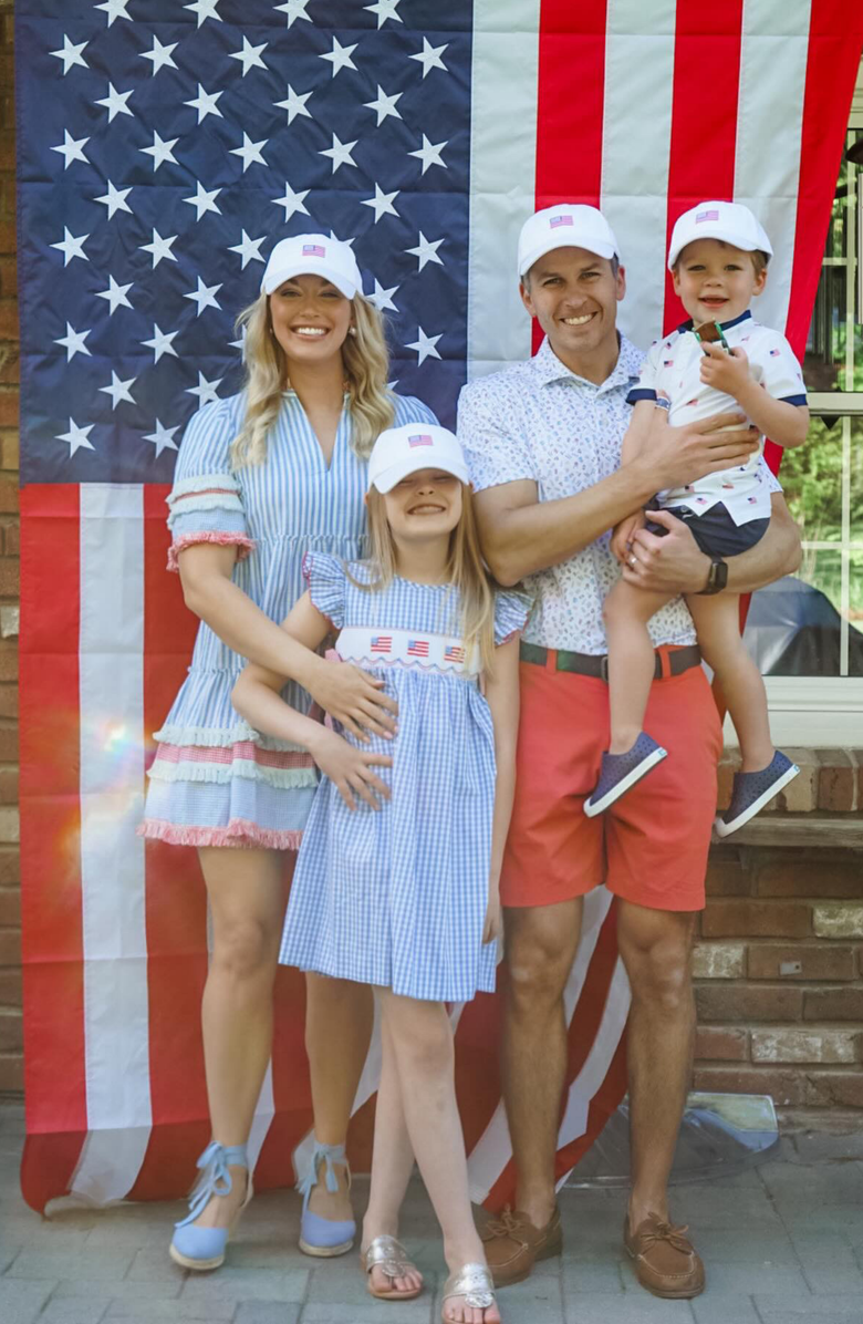 Bits & Bows Adult American Flag Baseball Hat, Alternate, color, White