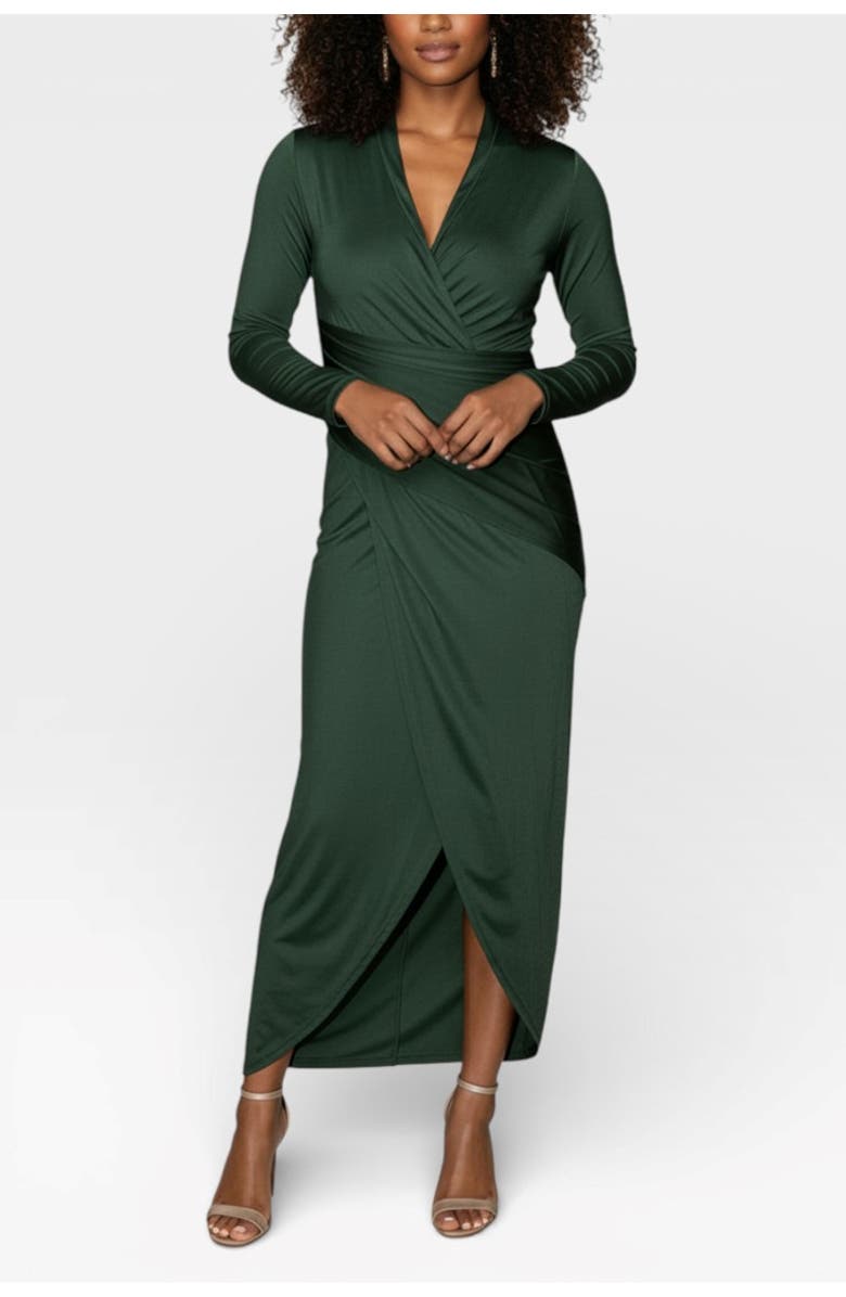RACHEL Rachel Roy Bret  Wrap Front Midi Dress, Main, color, Green Pasture