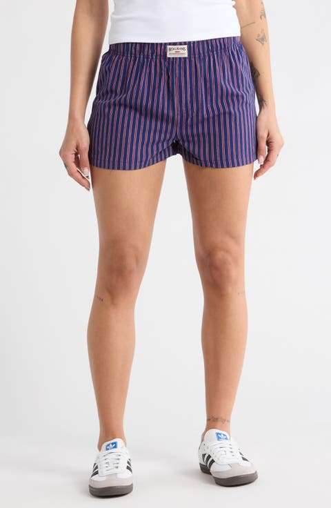 Navy Stripe Cotton Boxer Shorts