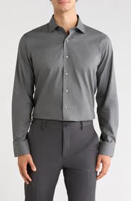 Lorenzo Uomo Trim Fit Heathered Solid Dress Shirt