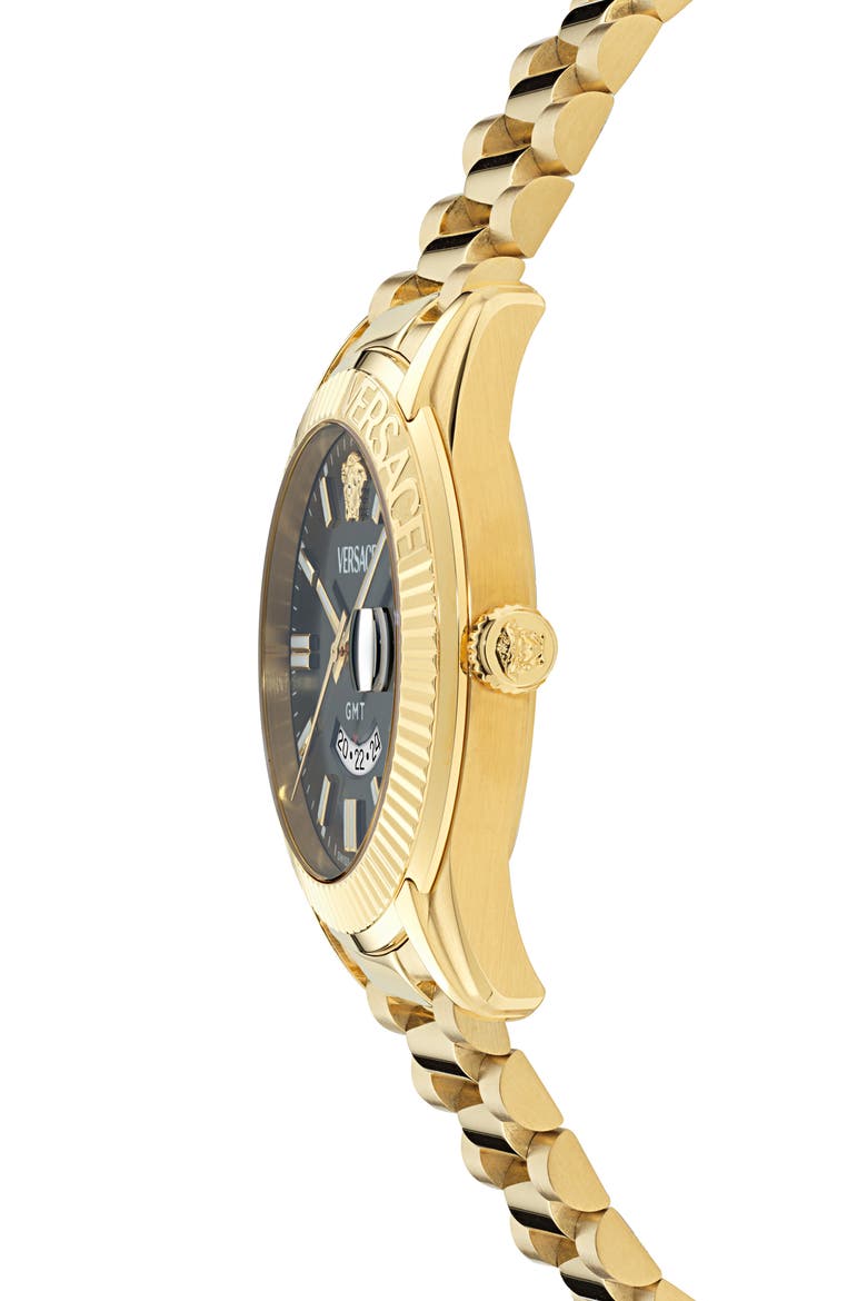 Apodis GMT Bracelet Watch, 41mm, Alternate, color, BLACK/ GOLD