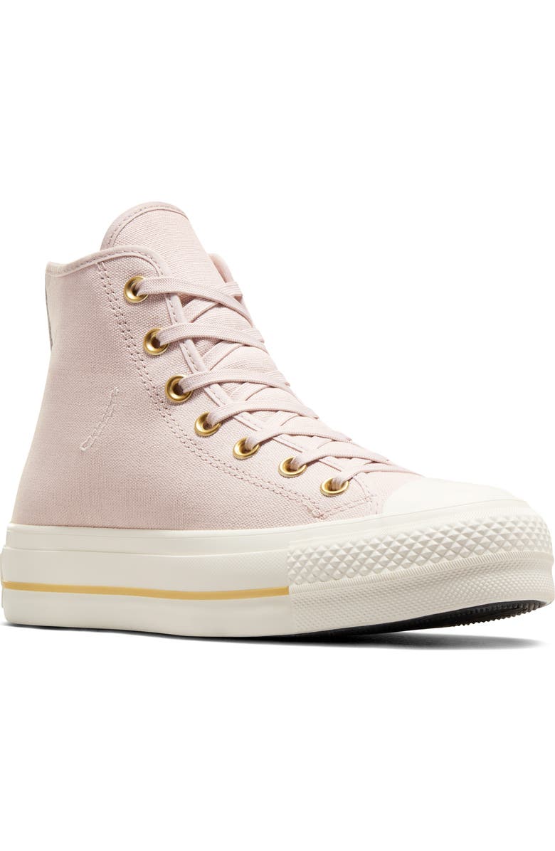 Converse Chuck Taylor<sup>®</sup> All Star<sup>®</sup> Lift High Top Platform Sneaker, Main, color, Flush Stone/ Egret/ Gold