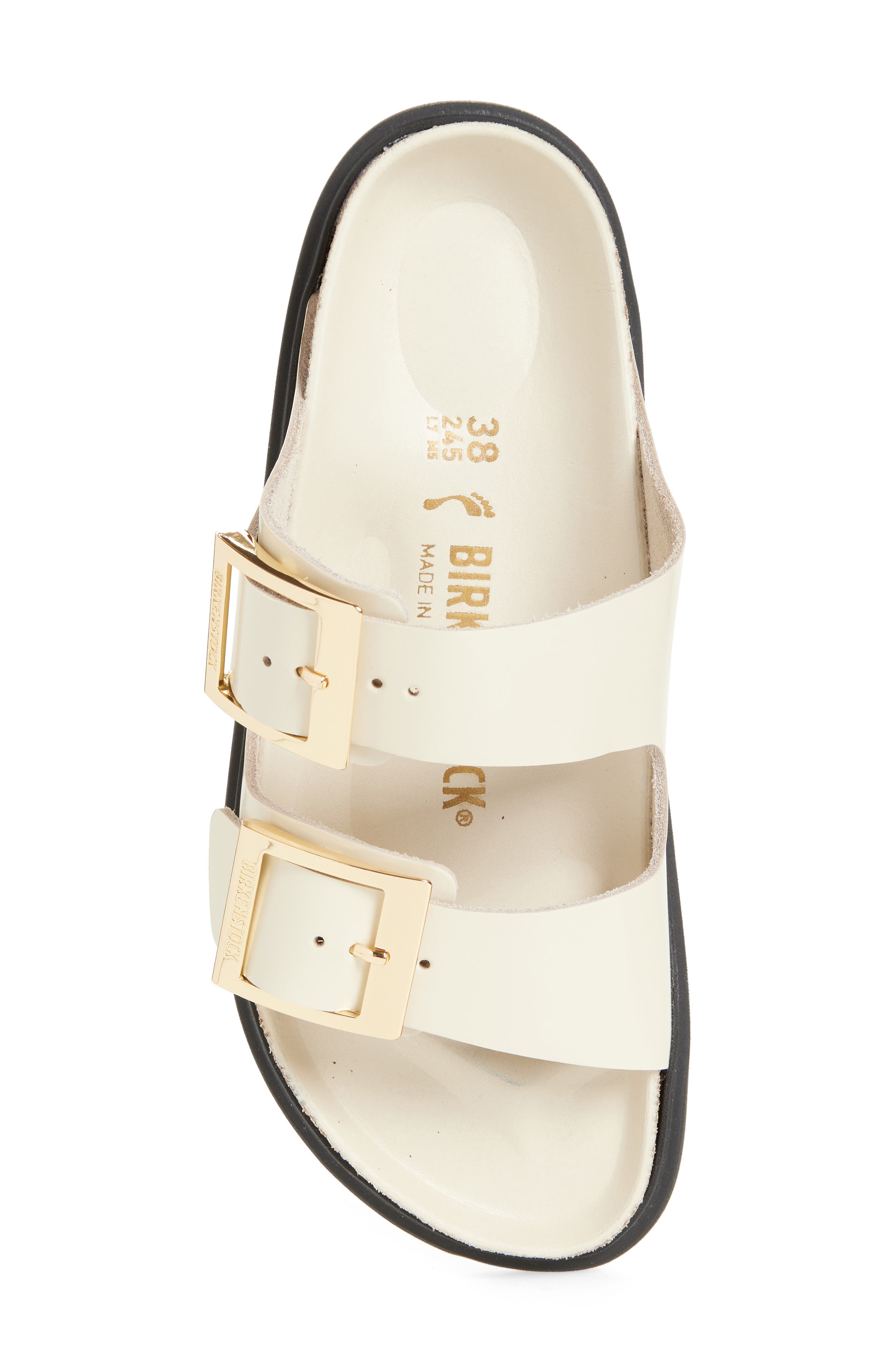 Arizona Droplet Buckle Slide Sandal, Alternate, color, HIGH SHINE ECRU