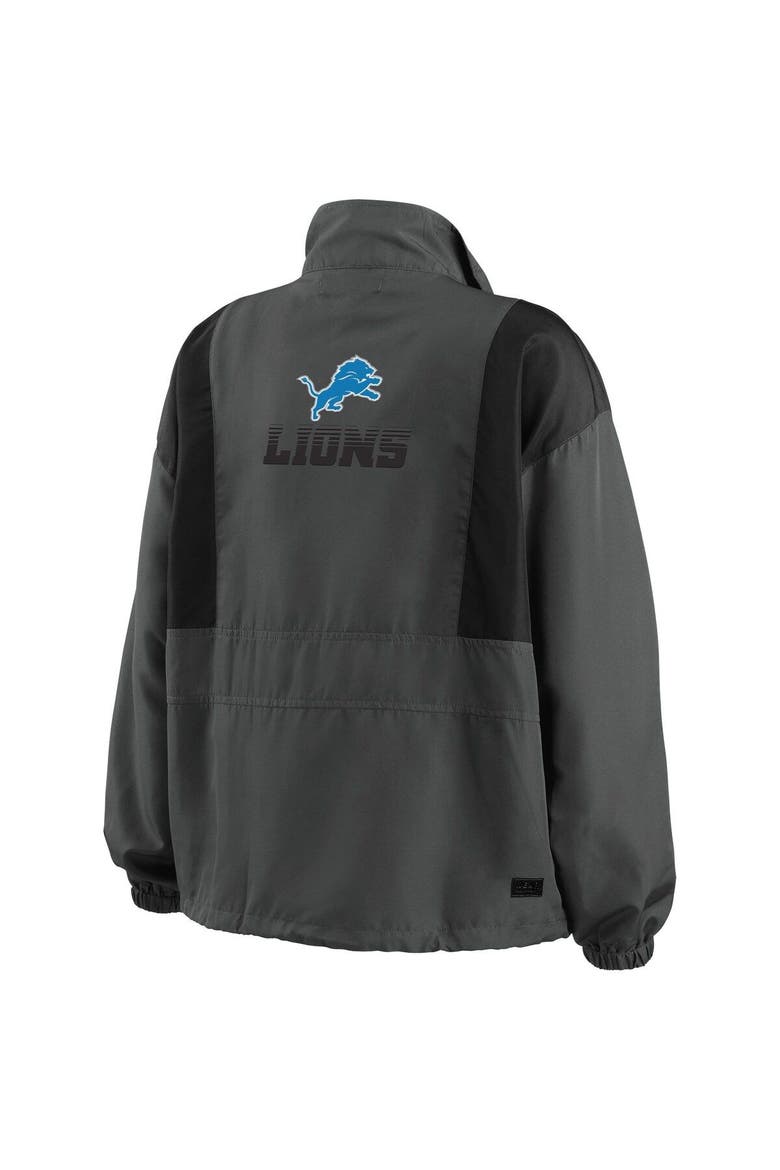 Women's WEAR by Erin Andrews Charcoal Detroit Lions Popover Packable Half-Zip Jacket, Alternate, color, Charcoal
