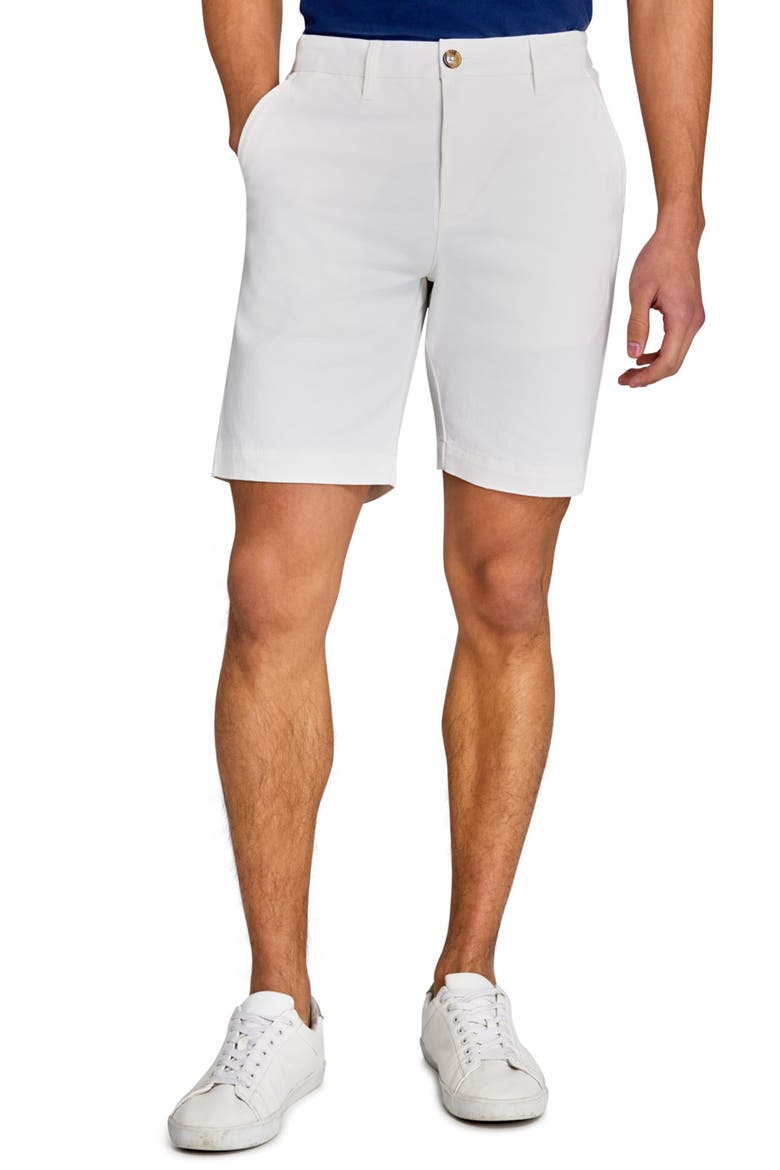 Slim Fit Solid Flat Front Shorts, Main, color, WHITE