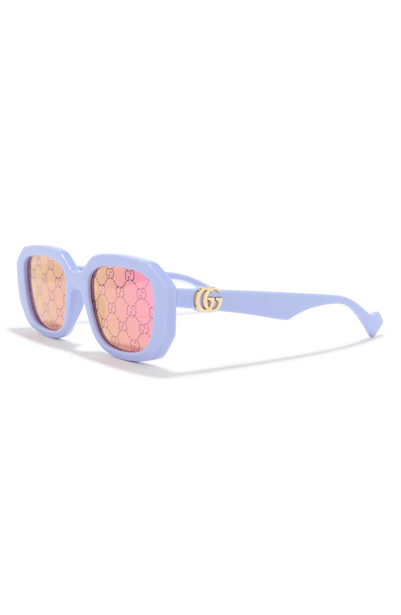 Gucci 54mm Rectangular Sunglasses, Alternate, color, Violet Violet Pink