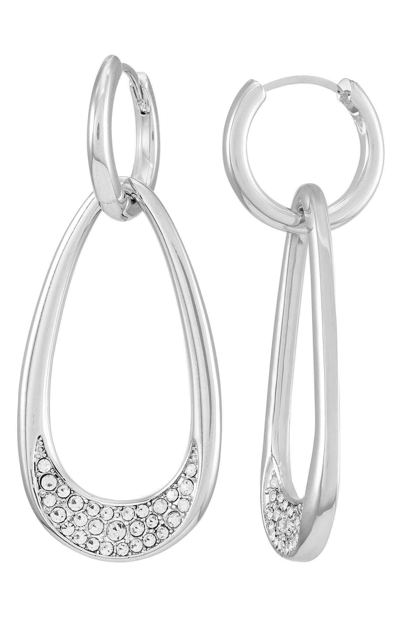 Vince Camuto Pavé Crystal Drop Huggie Hoop Earrings