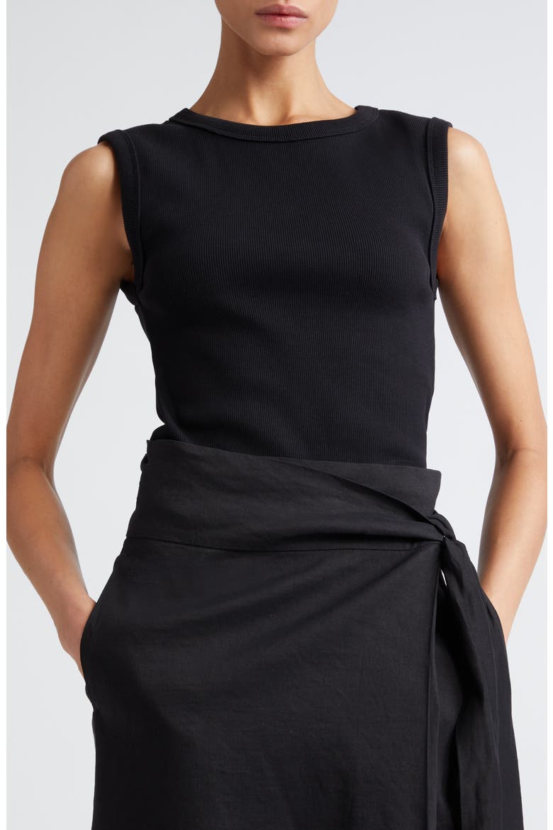 Stretch Organic Cotton Rib Top, Alternate, color, NOIR