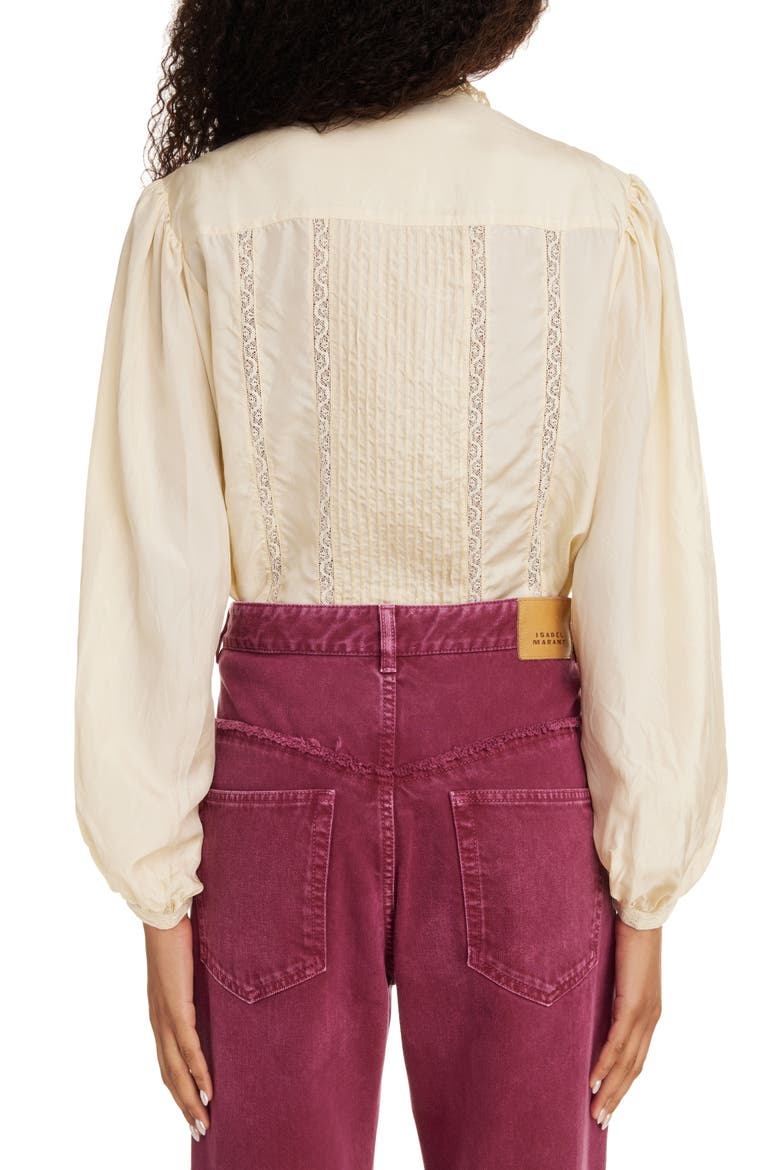 Zayen Pleated Balloon Sleeve Lace Button-Up Shirt, Alternate, color, VANILLA