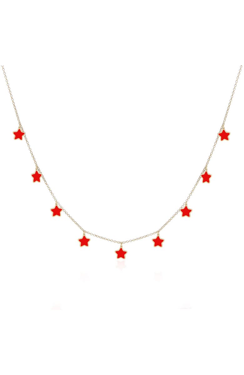 The Lovery Fine Jewelry Coral Star Dangle Necklace, Main, color, Coral