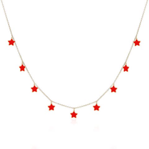 Coral Star Dangle Necklace
