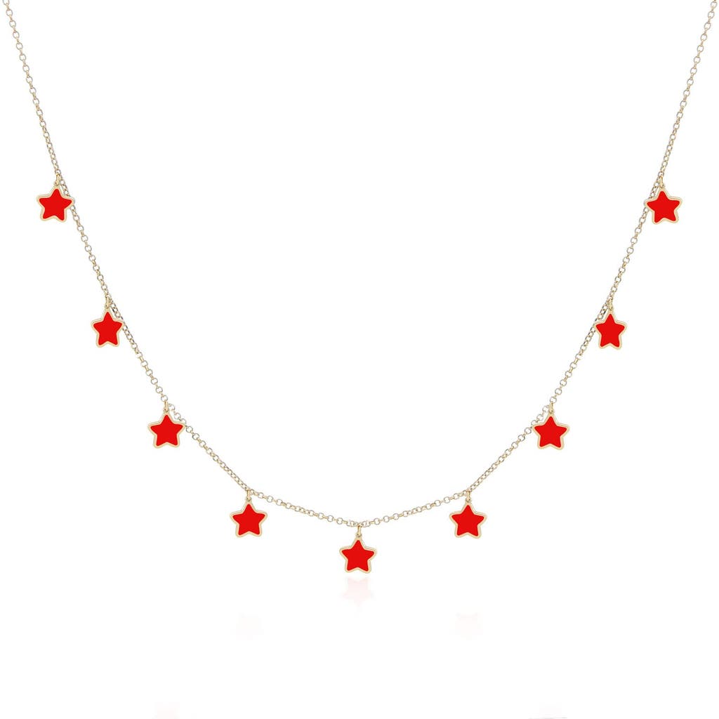 The Lovery Fine Jewelry Coral Star Dangle Necklace In Orange