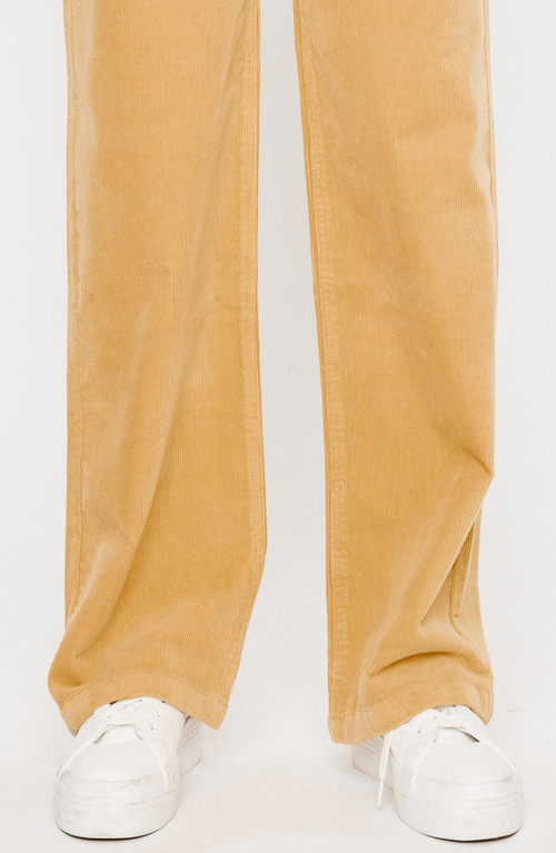 Kancan Saturn Ultra High Rise Wide Leg Corduroy Pants In Yellow