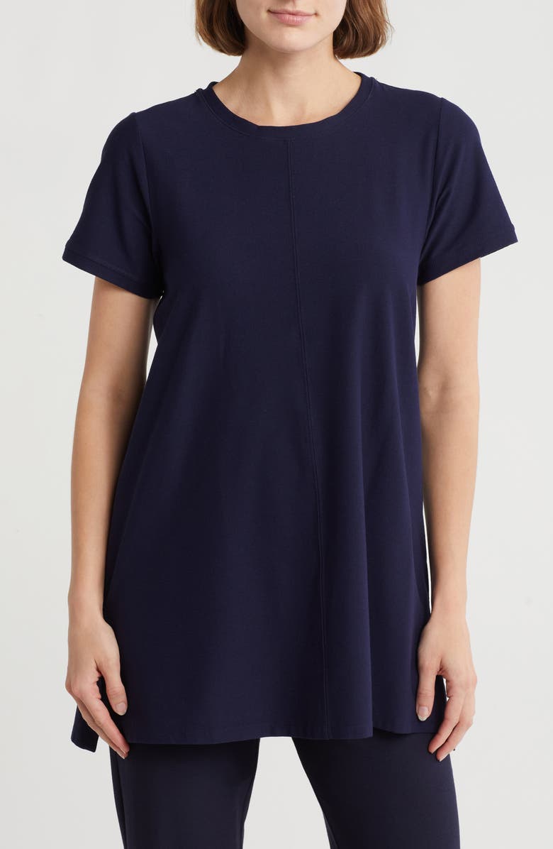 Eileen Fisher Crewneck Tunic Top, Main, color, Midnt