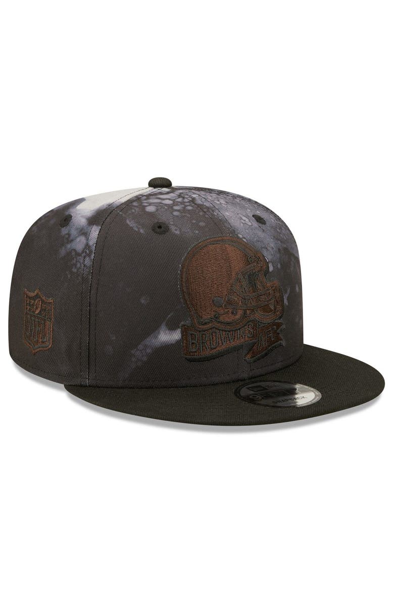 New Era Men's New Era Black Cleveland Browns Ink Dye 2022 Sideline 9FIFTY Snapback Hat, Main, color, 
