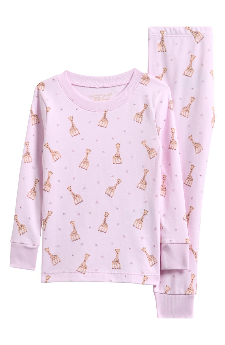 Kissy Kissy Kids' Sophia La Giraffe Print Fitted Two-Piece Pajamas, Main, color, Pink
