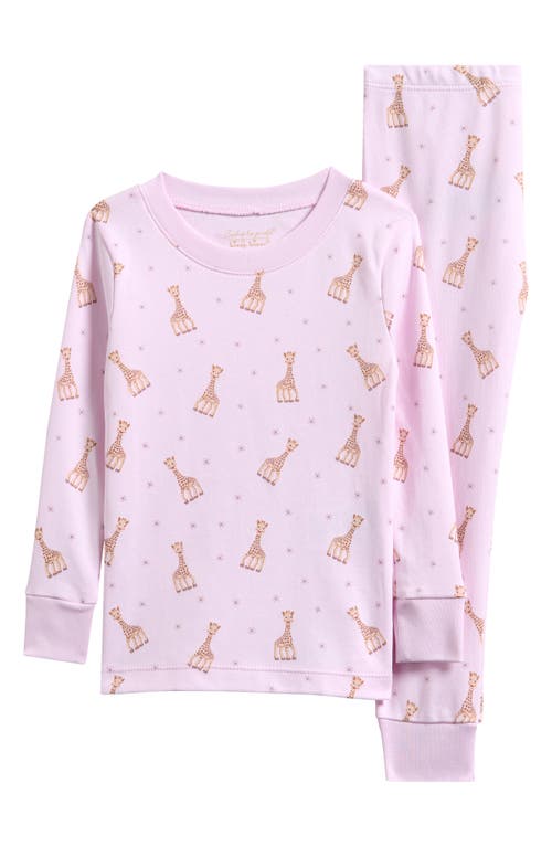 Kissy Kissy Kids' Sophia La Giraffe Print Fitted Two-piece Pajamas In Pink