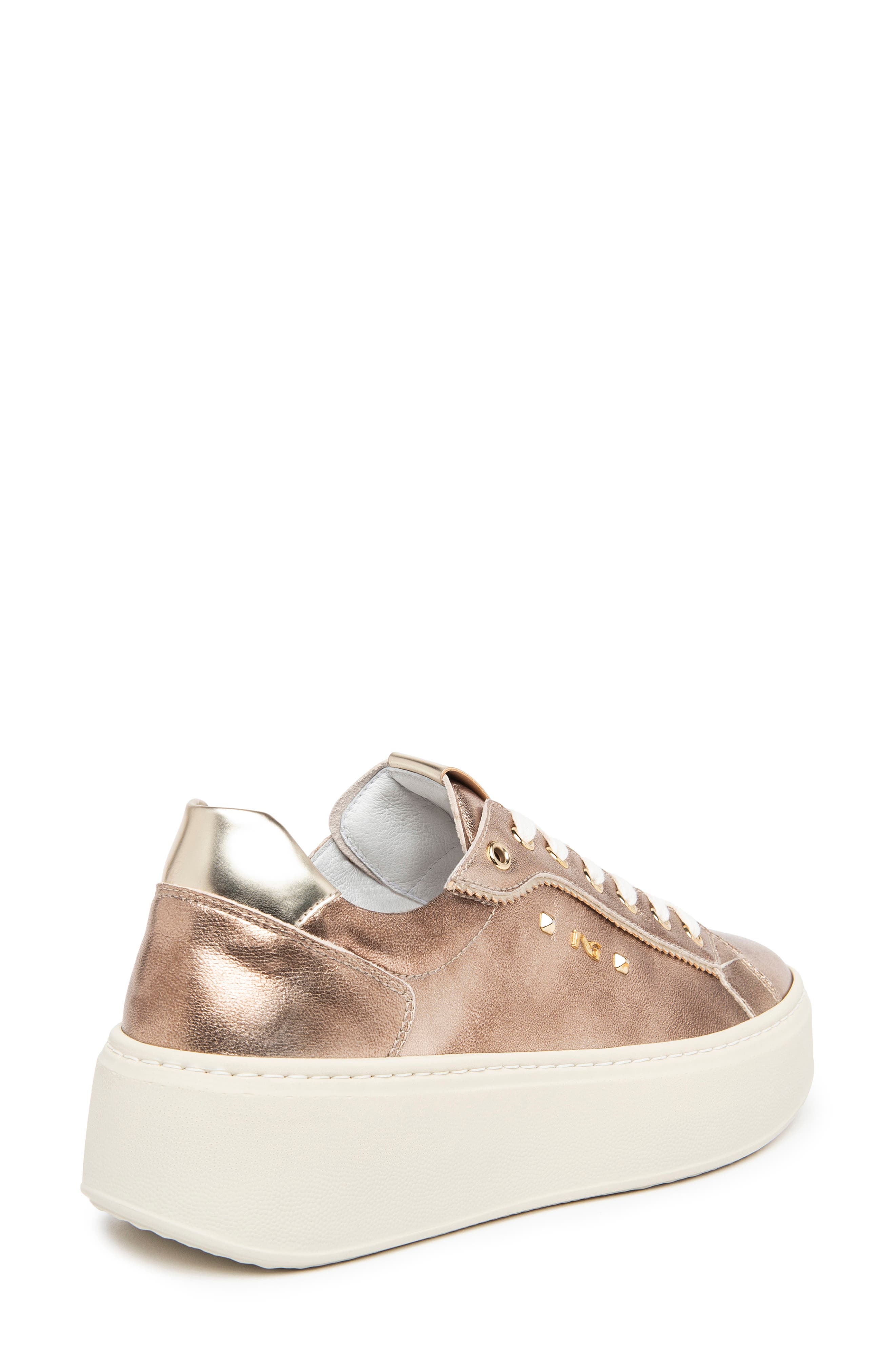 NeroGiardini Metallic Platform Sneaker, Alternate, color, Gold