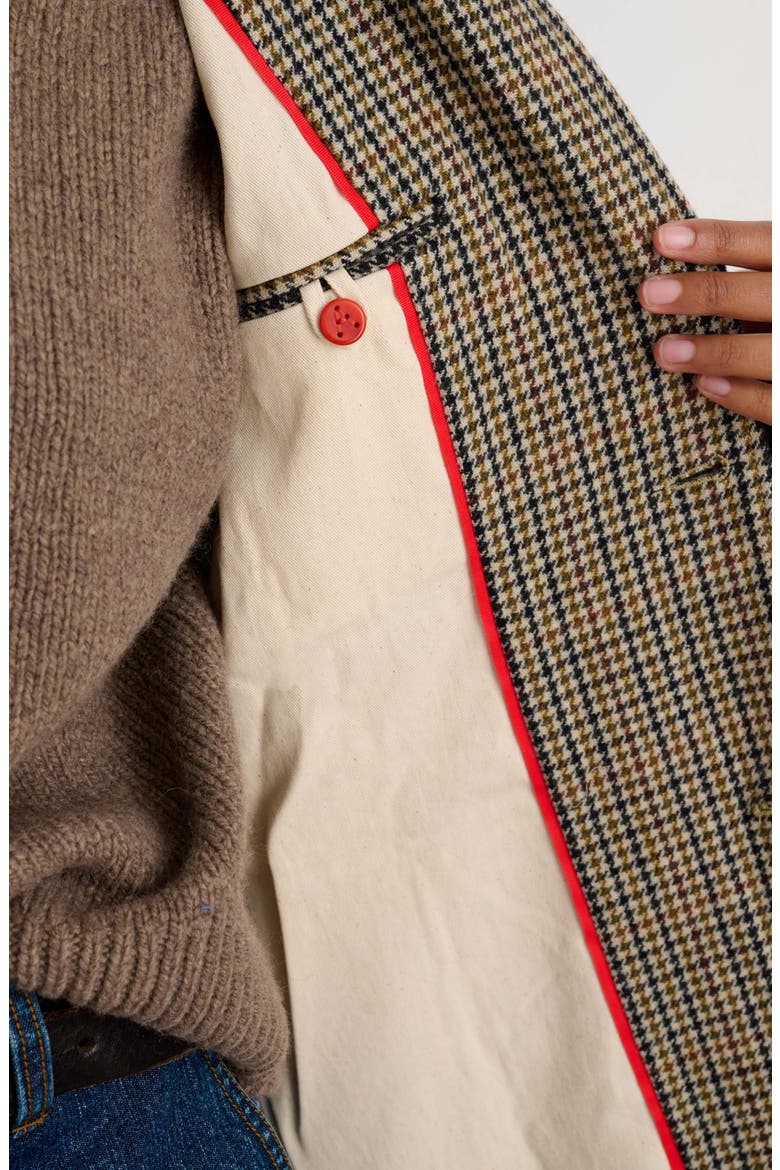 Eleanor Houndstooth Check Wool Blazer, Alternate, color, BROWN MULTI