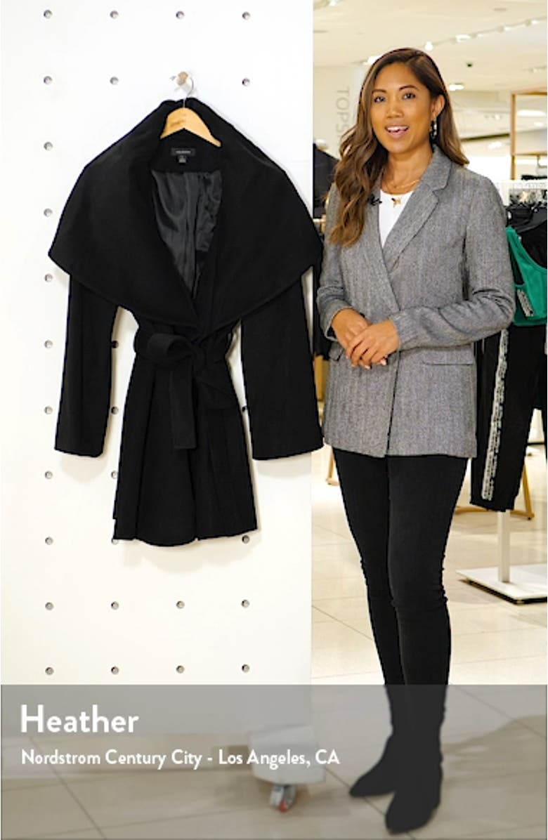 Wool Blend Hooded Wrap Coat, sales video thumbnail