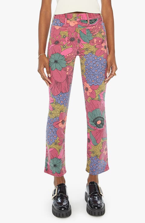 Insider Flood Patch Pocket Crop Bootcut Jeans (Psychic Floral)