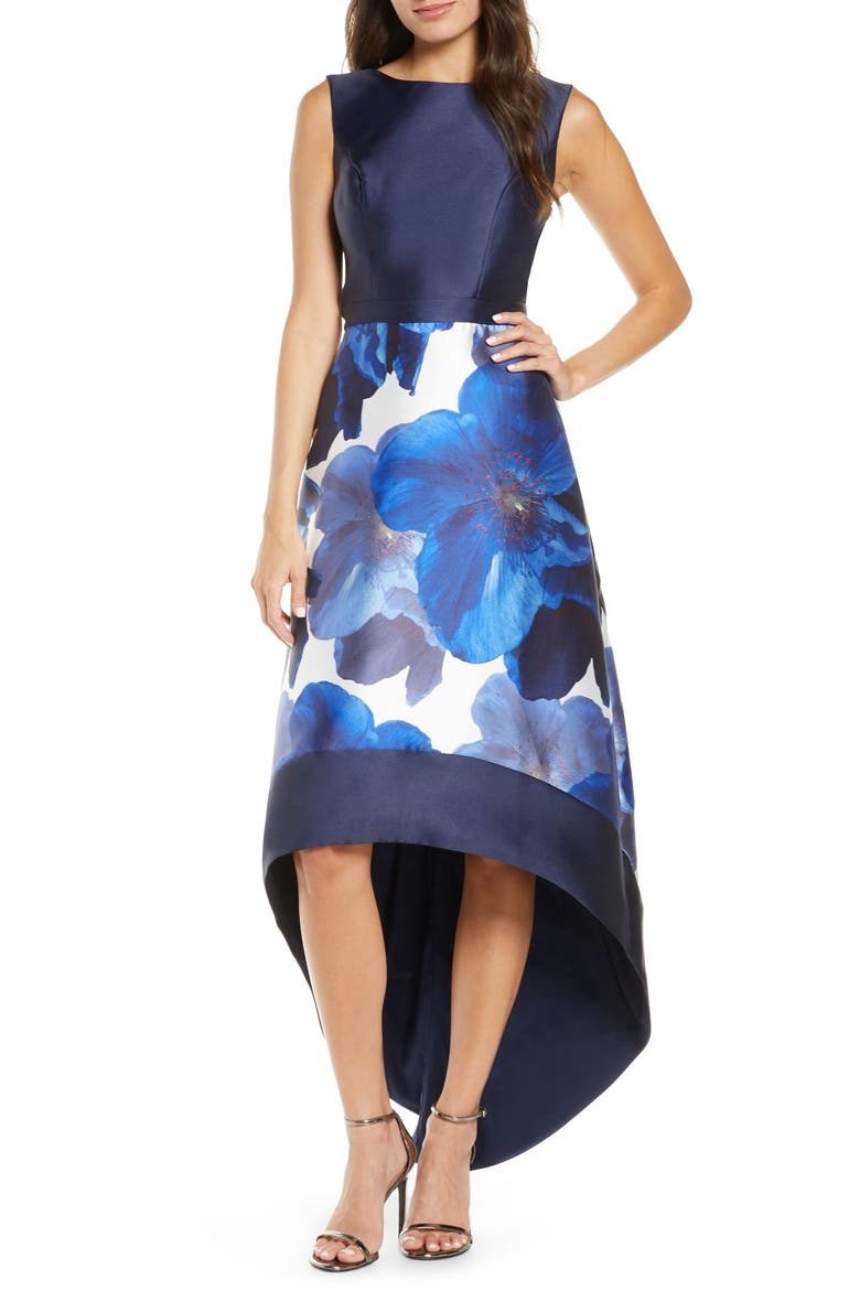 Bray High/Low Gown, Main, color, NAVY