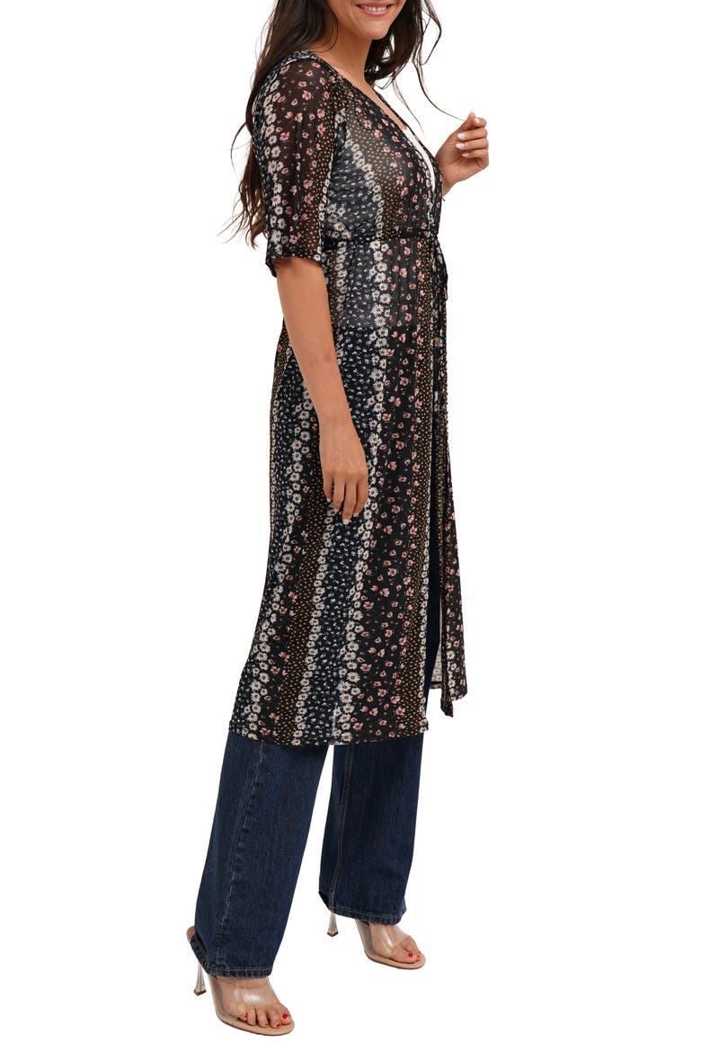 Daisy Print Mesh Duster Cardigan, Alternate, color, DAISYCHAIN