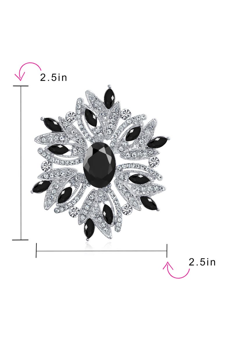 Rhodium Plated Large Statement Vintage Style Pin, Alternate, color, BLACK