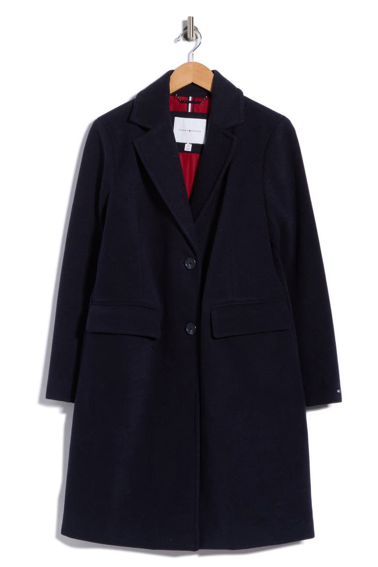 Notch Collar Walker Coat, Alternate, color, NAVY TWILL