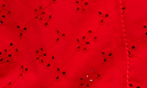 Free People Full Bloom Stretch Cotton Eyelet Mini Slipdress In Poppy Red