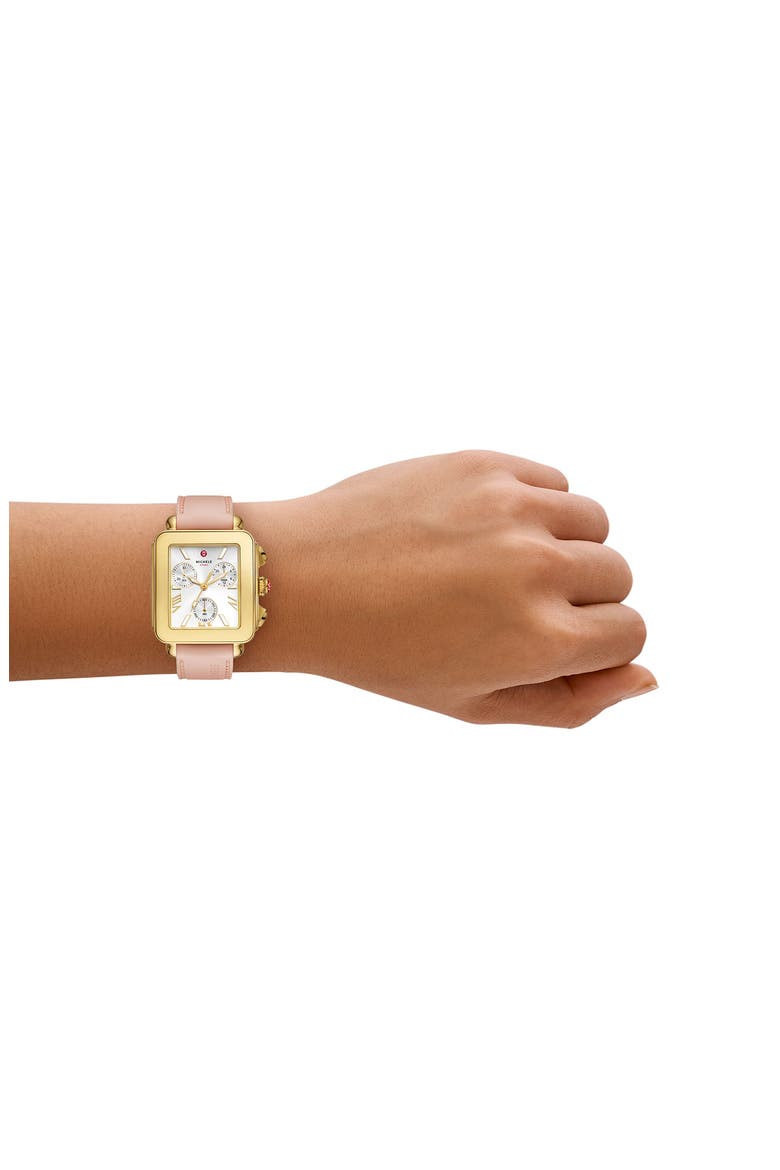 Deco Sport Chronograph Silicone Strap Watch, 34mm x 36mm, Alternate, color, GOLD/ PINK