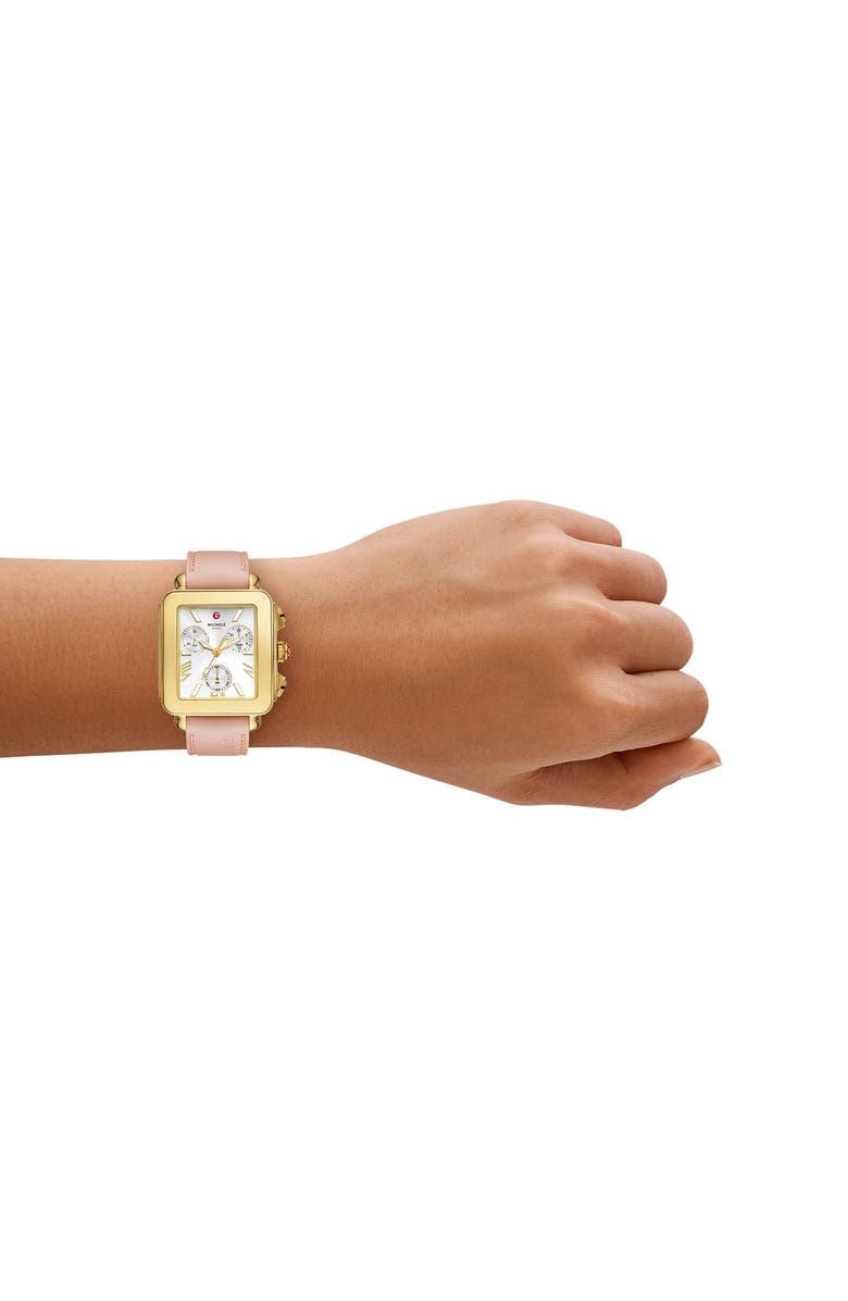 MICHELE Deco Sport Chronograph Silicone Strap Watch, 34mm x 36mm, Alternate, color,