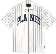 PAPER PLANES Logo Appliqué Pinstripe Work Shirt