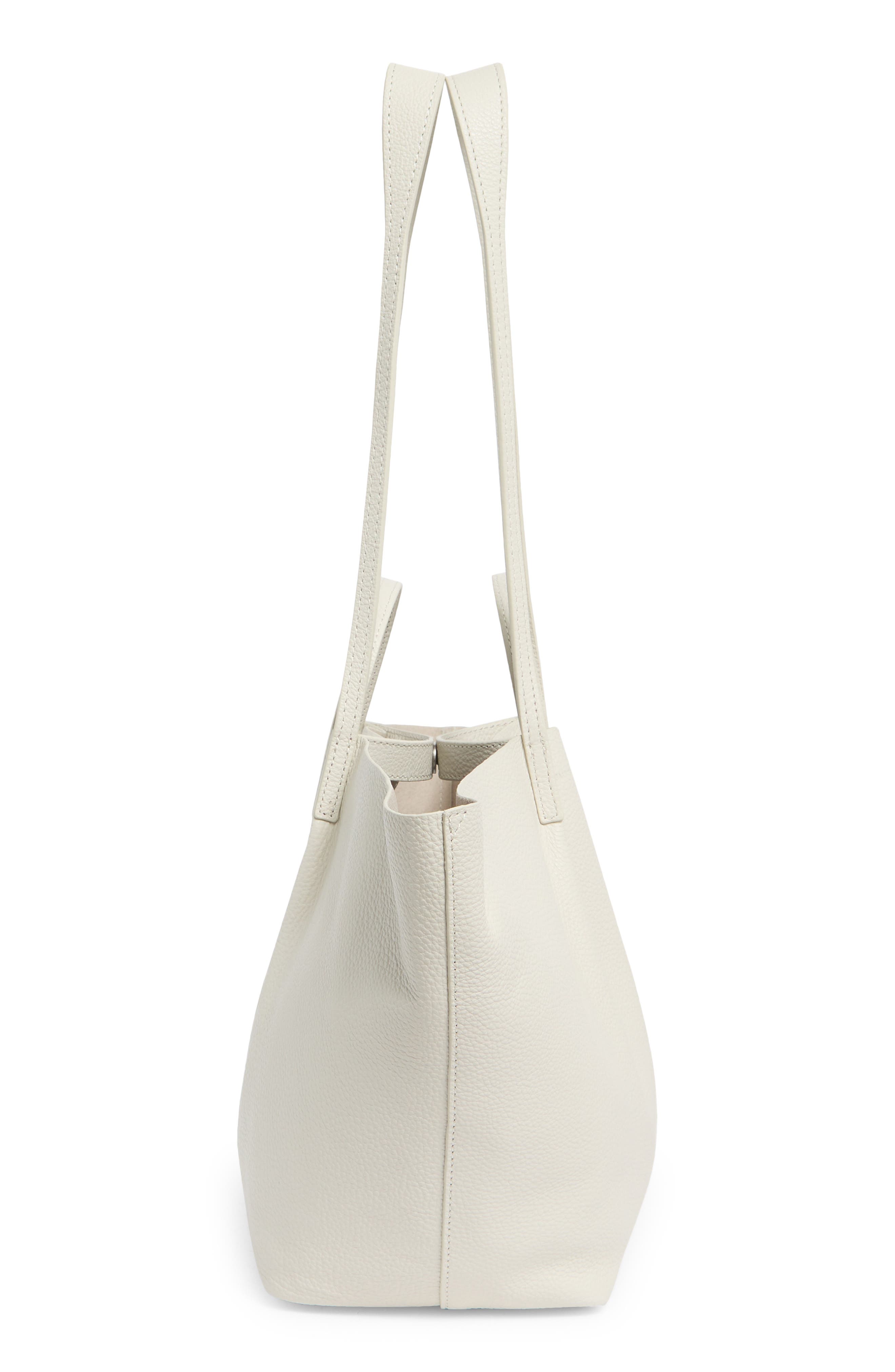 AllSaints Odette East/West Leather Tote Bag, Alternate, color, Pampas White