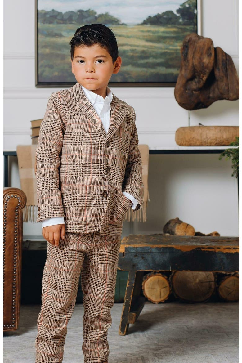 Boys' Fleece Suit Pant, Toddler, Alternate, color, Camel Glen Plaid
