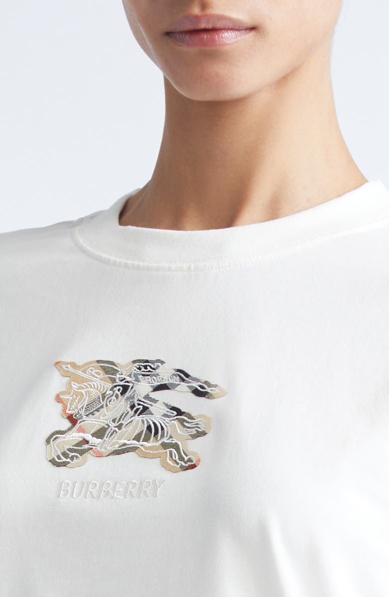 Burberry Frankie Embroidered EKD Cotton T-Shirt, Alternate, color, Chalk